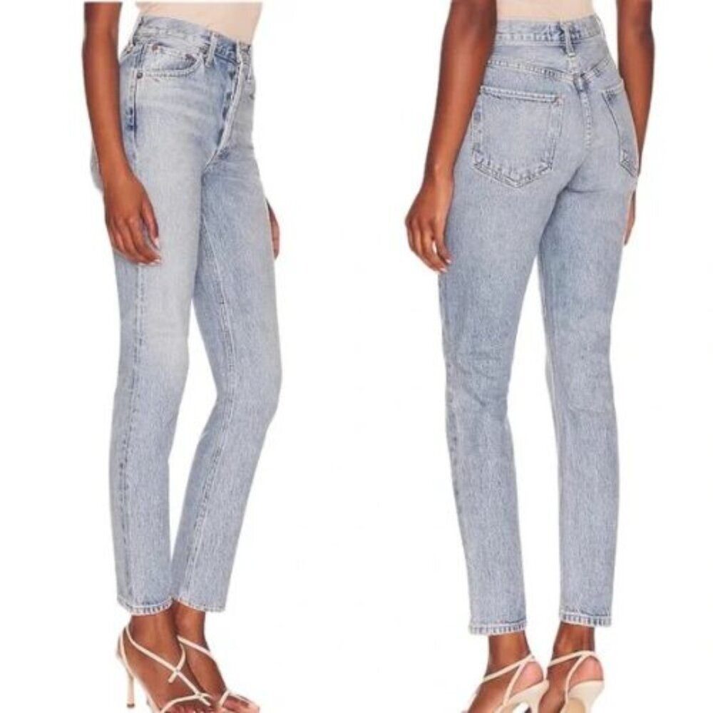 AGOLDE Riley High Rise Straight Crop Button Fly 100% Cotton Jeans
